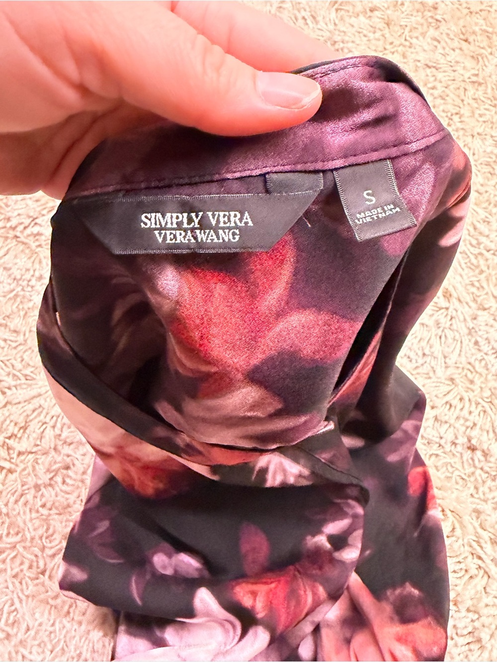 Simply Vera Vera Wang Floral High Low Midi Dress Small Short Sleeve Black - Picture 6 of 10